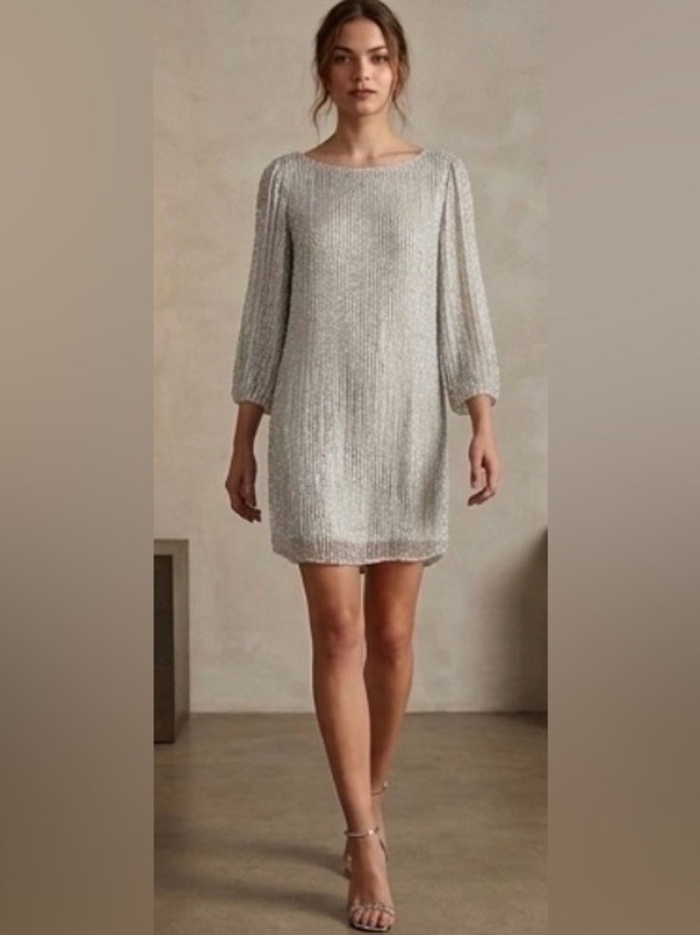 LAST WEEK, FINAL MARKDOWN! Alice + Olivia  Sequin 3/4 Bell Sleeve Shift Dress